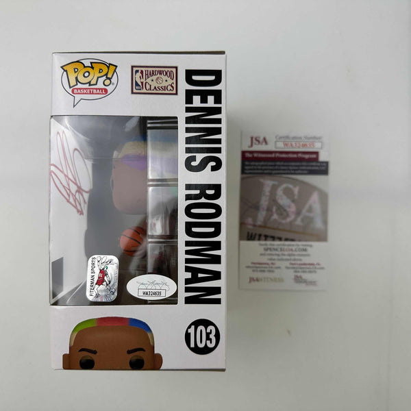 Autographed/Signed Dennis Rodman Chicago Bulls Basketball Funko Pop #103 Figurine JSA COA
