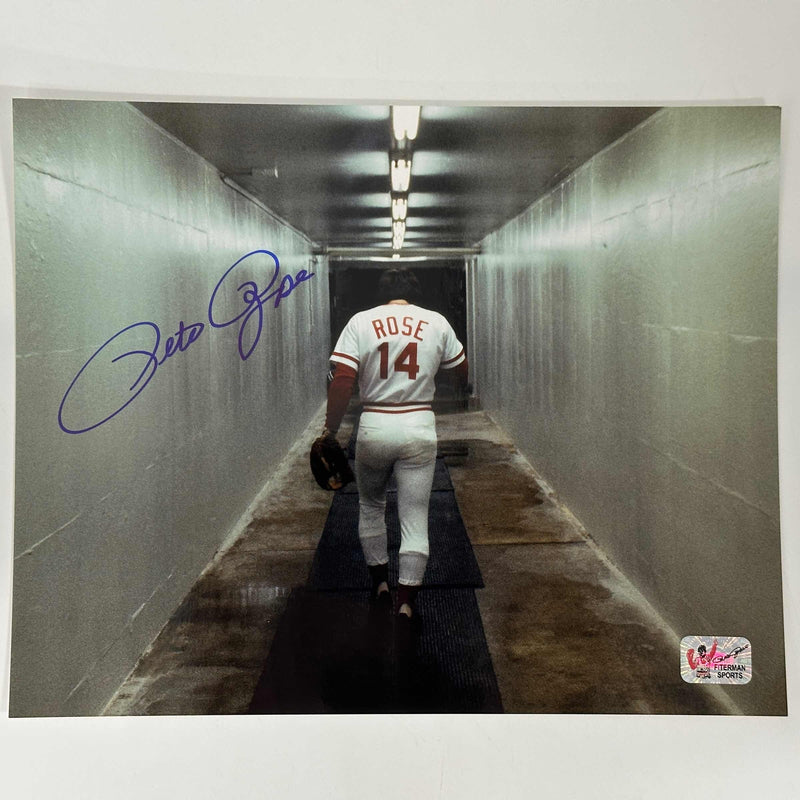 Autographed/Signed Pete Rose Cincinnati Red 8x10 Baseball Photo Athlete Hologram COA Holo #4