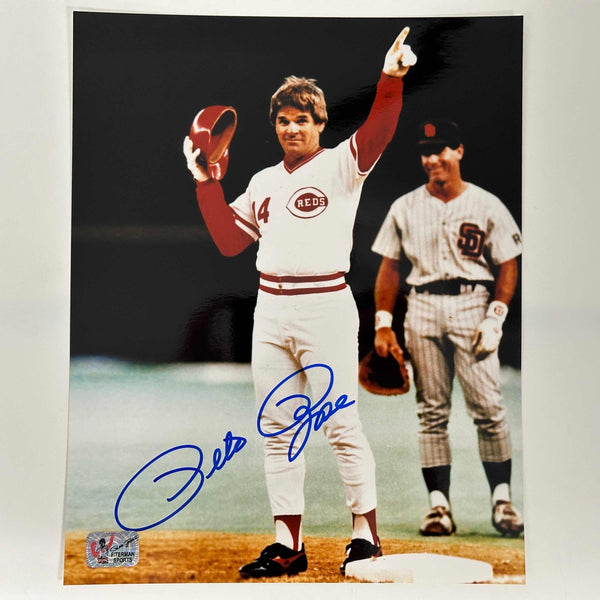 Autographed/Signed Pete Rose Cincinnati Red 8x10 Baseball Photo Athlete Hologram COA Holo #3