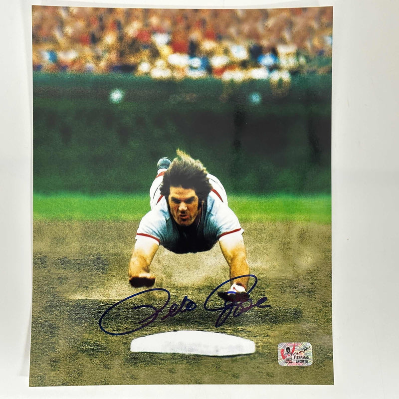 Autographed/Signed Pete Rose Cincinnati Red 8x10 Baseball Photo Athlete Hologram COA Holo #1