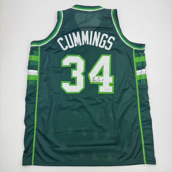 Autographed/Signed Terry Cummings Milwaukee Green Basketball Jersey Beckett BAS COA