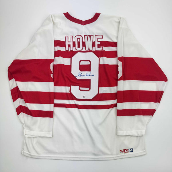 Autographed/Signed Gordie Howe Detroit White Hockey Jersey PSA COA