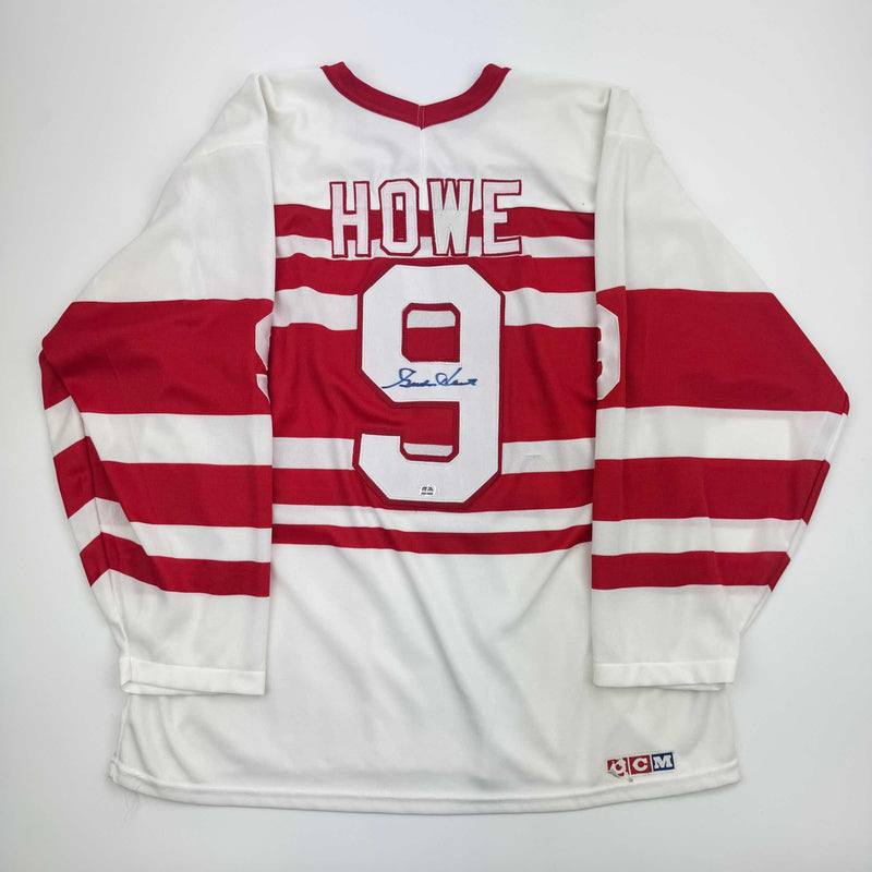 Autographed/Signed Gordie Howe Detroit White Hockey Jersey PSA COA