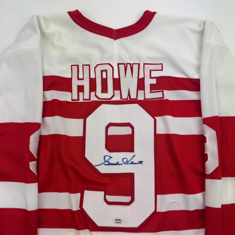 Autographed/Signed Gordie Howe Detroit White Hockey Jersey PSA COA