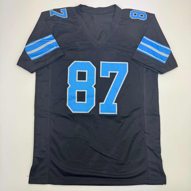 Autographed/Signed Sam LaPorta Detroit Black Football Jersey Beckett BAS COA