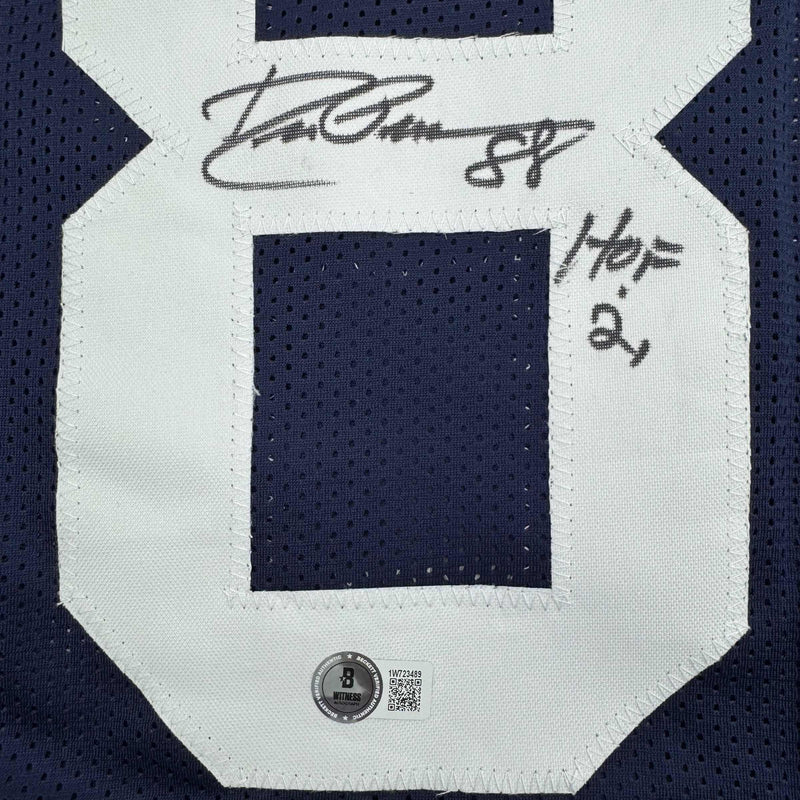 Autographed/Signed Drew Pearson HOF 21 Dallas Thanksgiving Football Jersey Beckett BAS COA