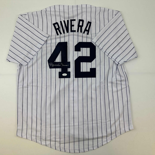 Autographed/Signed Mariano Rivera New York Pinstripe Baseball Jersey JSA COA/LOA