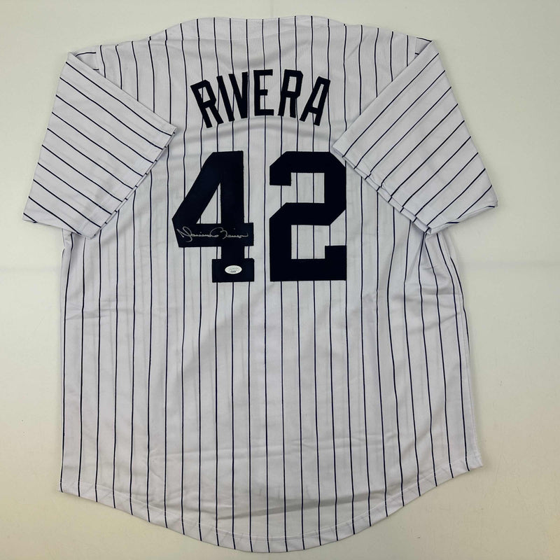 Autographed/Signed Mariano Rivera New York Pinstripe Baseball Jersey JSA COA/LOA