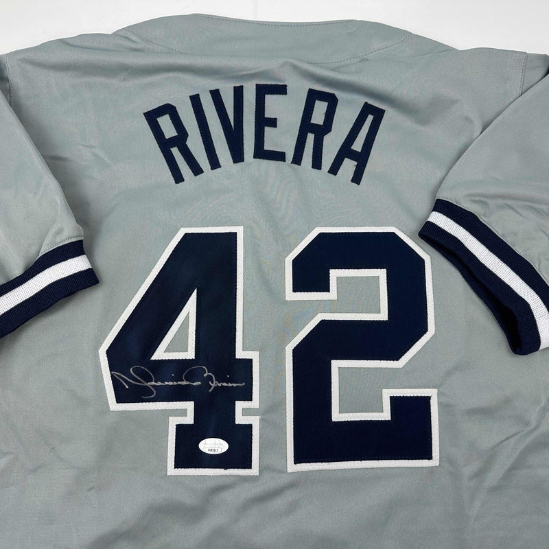 Autographed/Signed Mariano Rivera New York Grey Baseball Jersey JSA COA/LOA