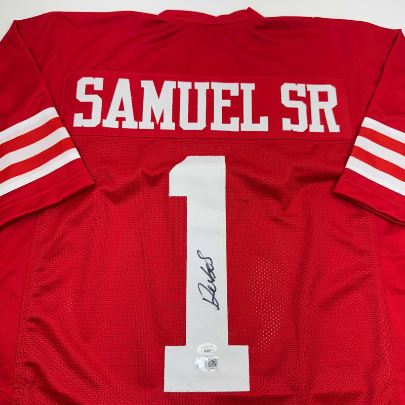 Autographed/Signed Deebo Samuel San Francisco Red Football Jersey JSA COA