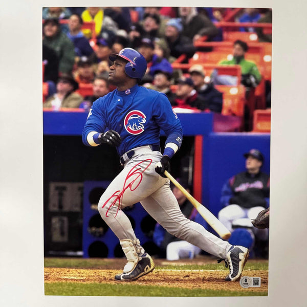 Autographed/Signed Sammy Sosa Chicago Cubs 11x14 Baseball Photo Beckett BAS COA