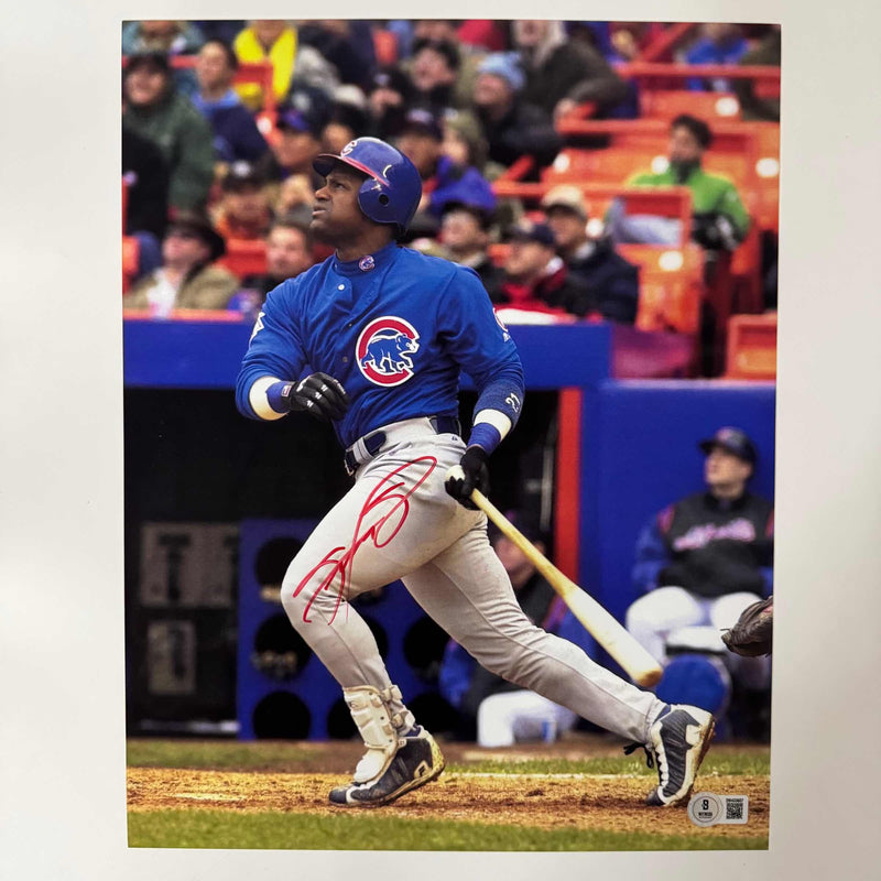 Autographed/Signed Sammy Sosa Chicago Cubs 11x14 Baseball Photo Beckett BAS COA
