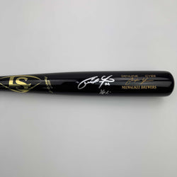 Autographed/Signed Christian Yelich "Yeli" Black Louisville Slugger Baseball Bat JSA COA