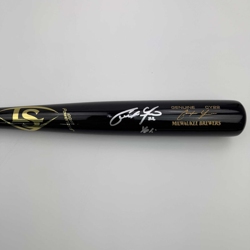 Autographed/Signed Christian Yelich "Yeli" Black Louisville Slugger Baseball Bat JSA COA