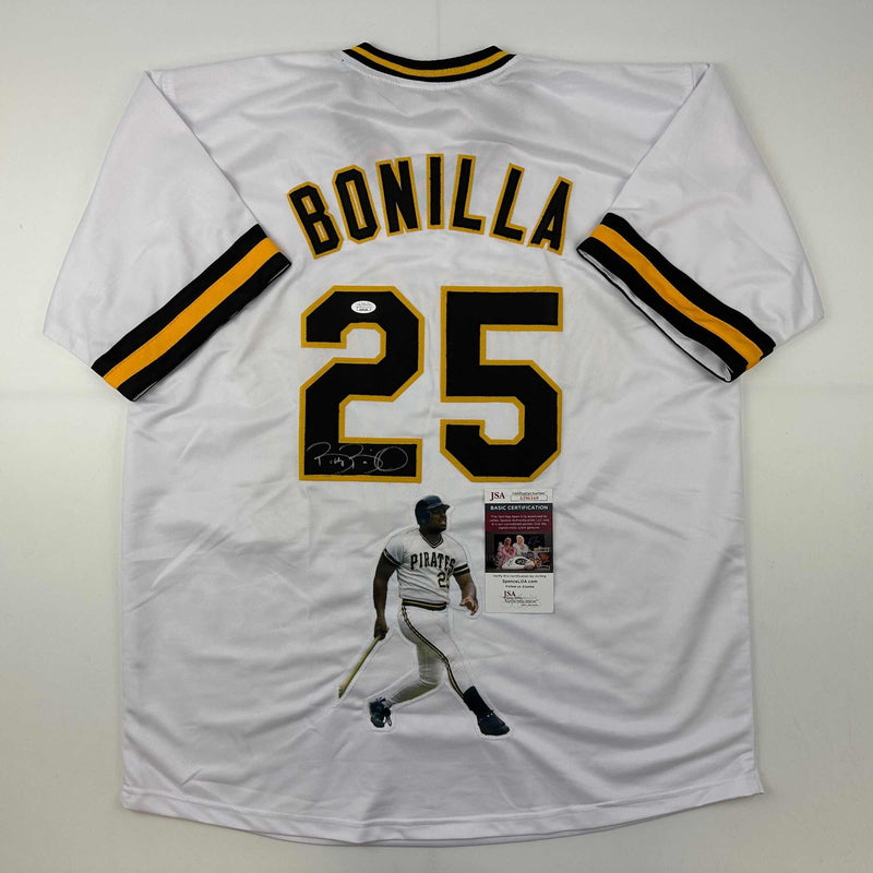 Autographed/Signed Bobby Bonilla Artwork Pittsburgh Pirates White Baseball Jersey JSA COA