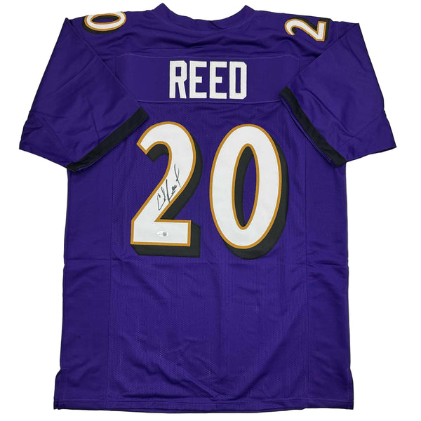 Autographed/Signed Ed Reed Baltimore Purple Football Jersey Beckett BAS COA
