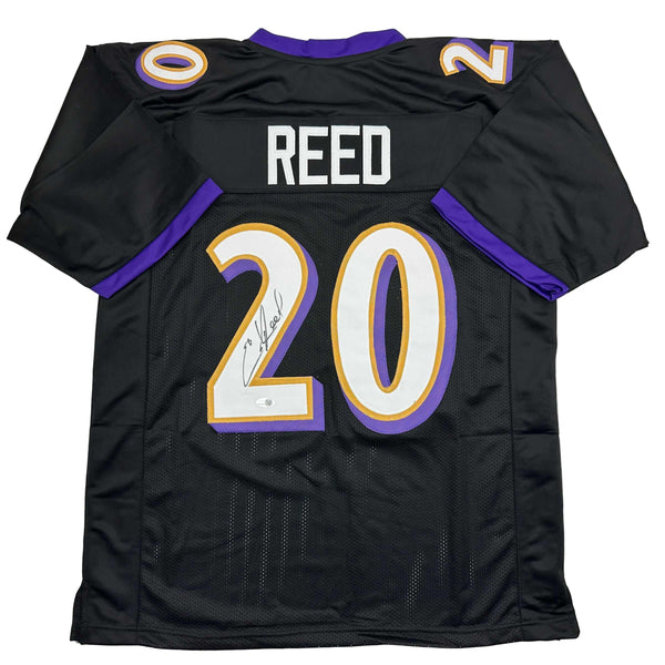 Autographed/Signed Ed Reed Baltimore Black Football Jersey Beckett BAS COA