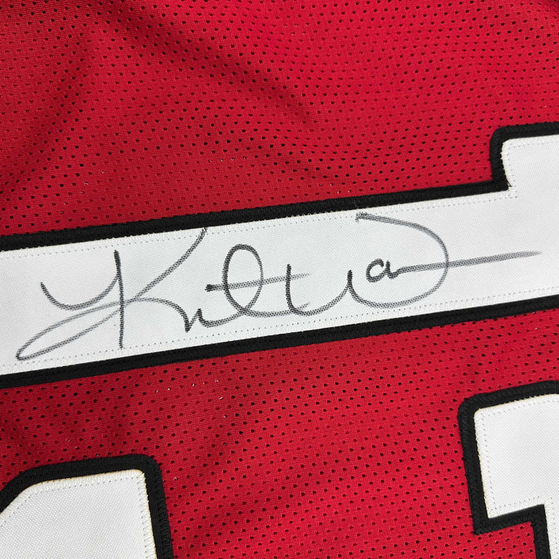 Autographed/Signed Kurt Warner Arizona Red Football Jersey JSA COA