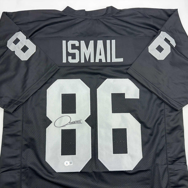 Autographed/Signed Raghib Ismail Rocket Oakland Black Football Jersey Beckett BAS COA