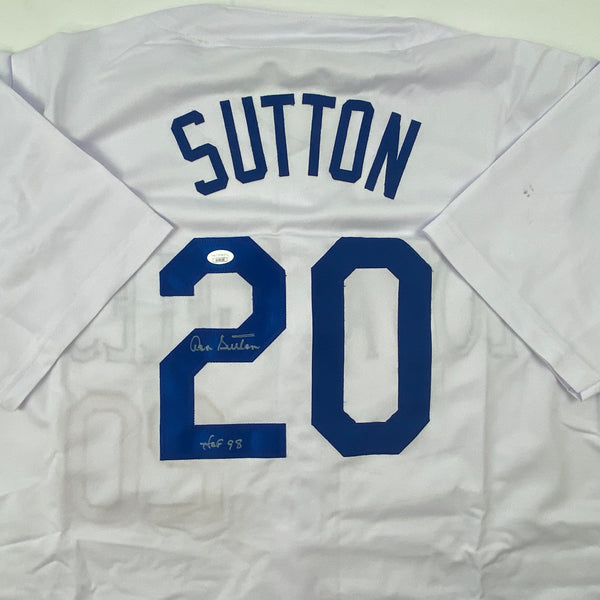 Autographed/Signed Don Sutton HOF 98 Los Angeles LA White Baseball Jersey JSA COA