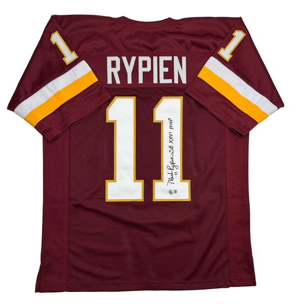 Autographed/Signed Mark Rypien SB XXVI MVP Washington Burgundy Football Jersey Beckett BAS COA