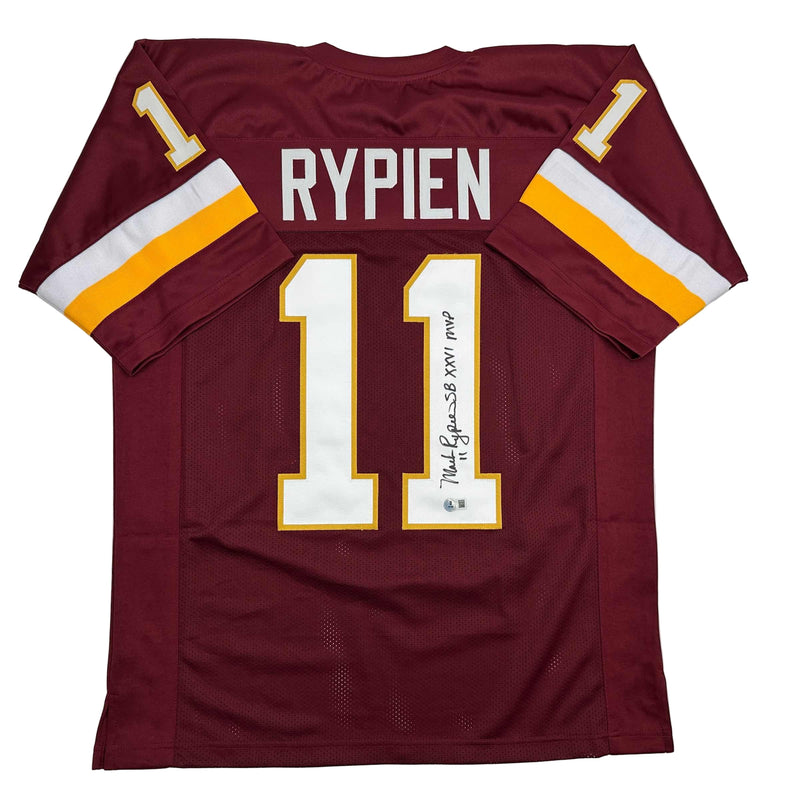 Autographed/Signed Mark Rypien SB XXVI MVP Washington Burgundy Football Jersey Beckett BAS COA