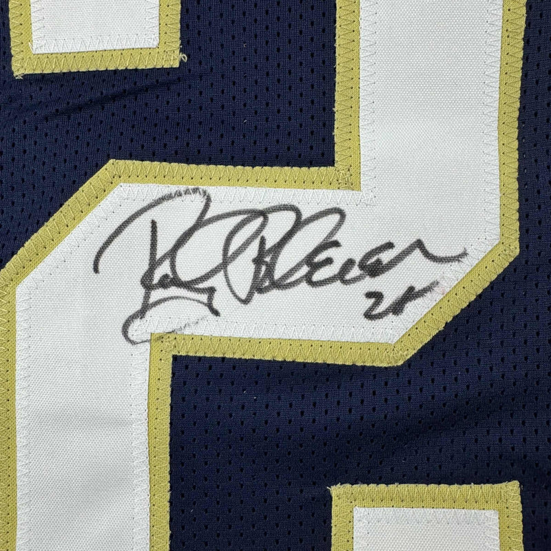 Autographed/Signed Rocky Bleier Notre Dame Blue College Football Jersey JSA COA