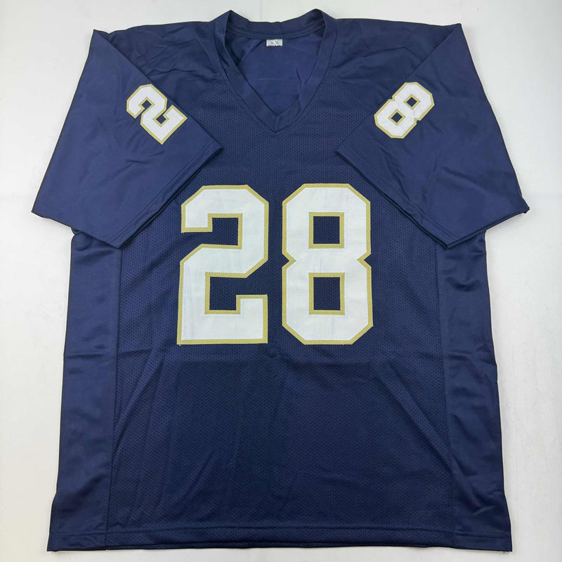 Autographed/Signed Rocky Bleier Notre Dame Blue College Football Jersey JSA COA
