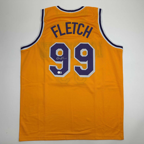 Autographed/Signed Chevy Chase Fletch Los Angeles LA Yellow Basketball Jersey Beckett BAS COA