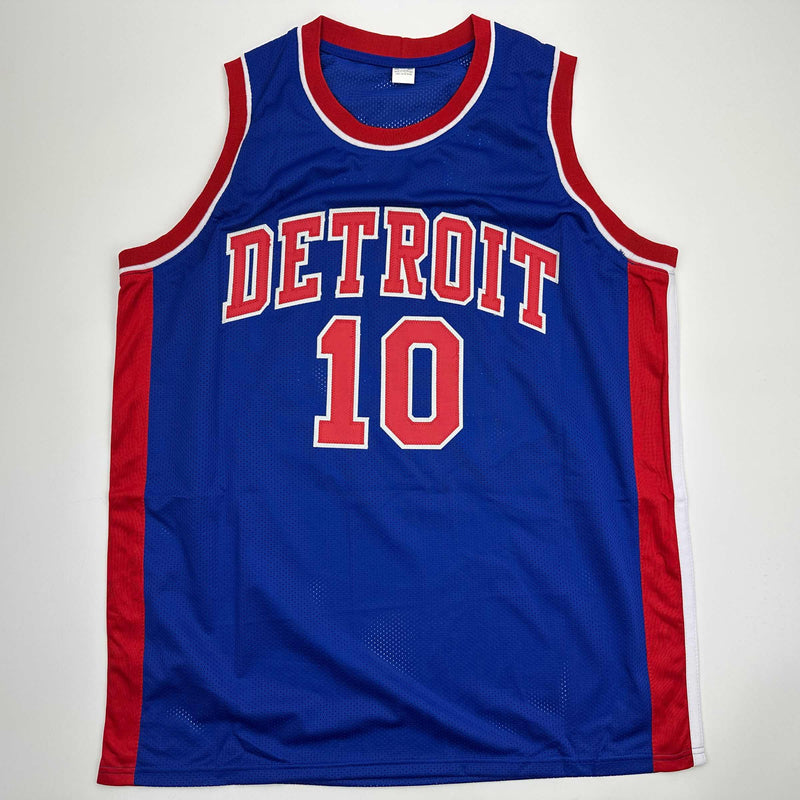Autographed/Signed Dennis Rodman Detroit Blue Basketball Jersey Beckett BAS COA