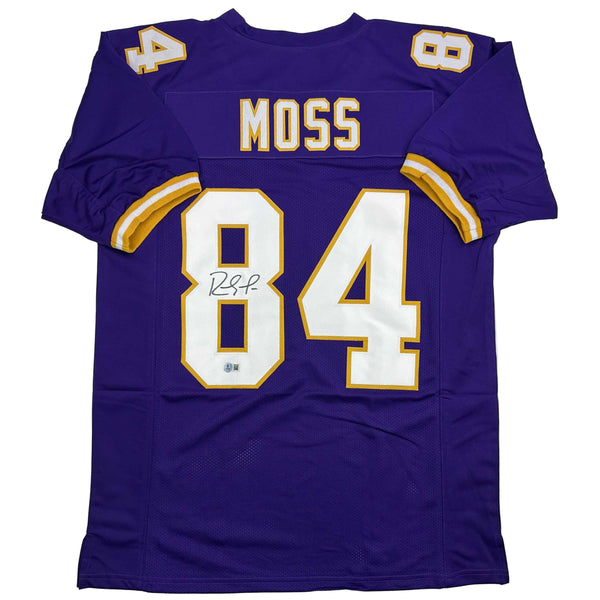 Autographed/Signed Randy Moss Minnesota Purple Football Jersey Beckett BAS COA