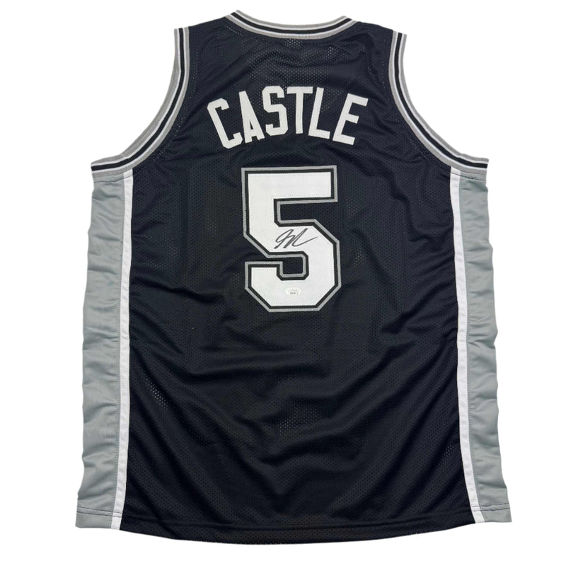 Autographed/Signed Stephon Castle San Antonio Black Basketball Jersey JSA COA