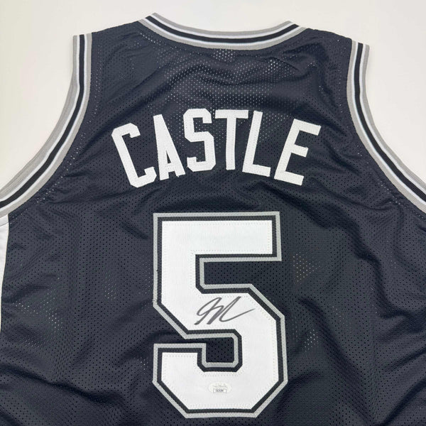 Autographed/Signed Stephon Castle San Antonio Black Basketball Jersey JSA COA