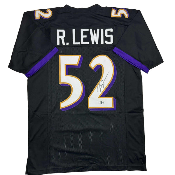 Autographed/Signed Ray Lewis Baltimore Black Football Jersey Beckett BAS COA