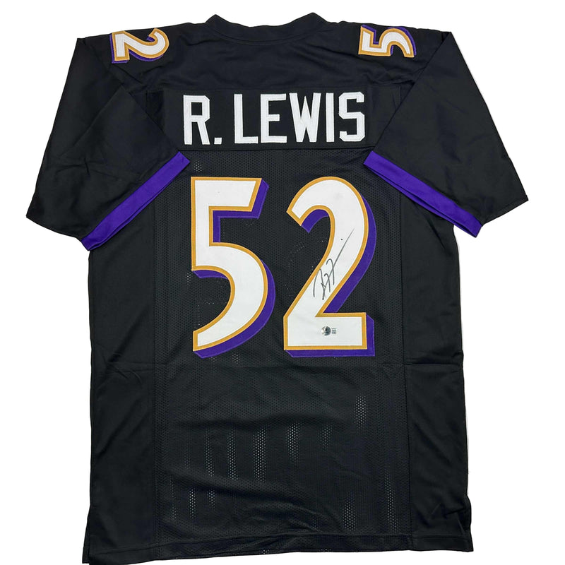 Autographed/Signed Ray Lewis Baltimore Black Football Jersey Beckett BAS COA