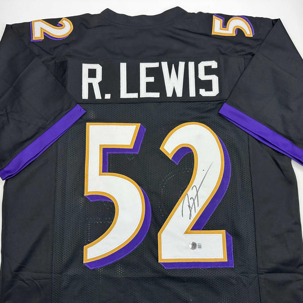 Autographed/Signed Ray Lewis Baltimore Black Football Jersey Beckett BAS COA