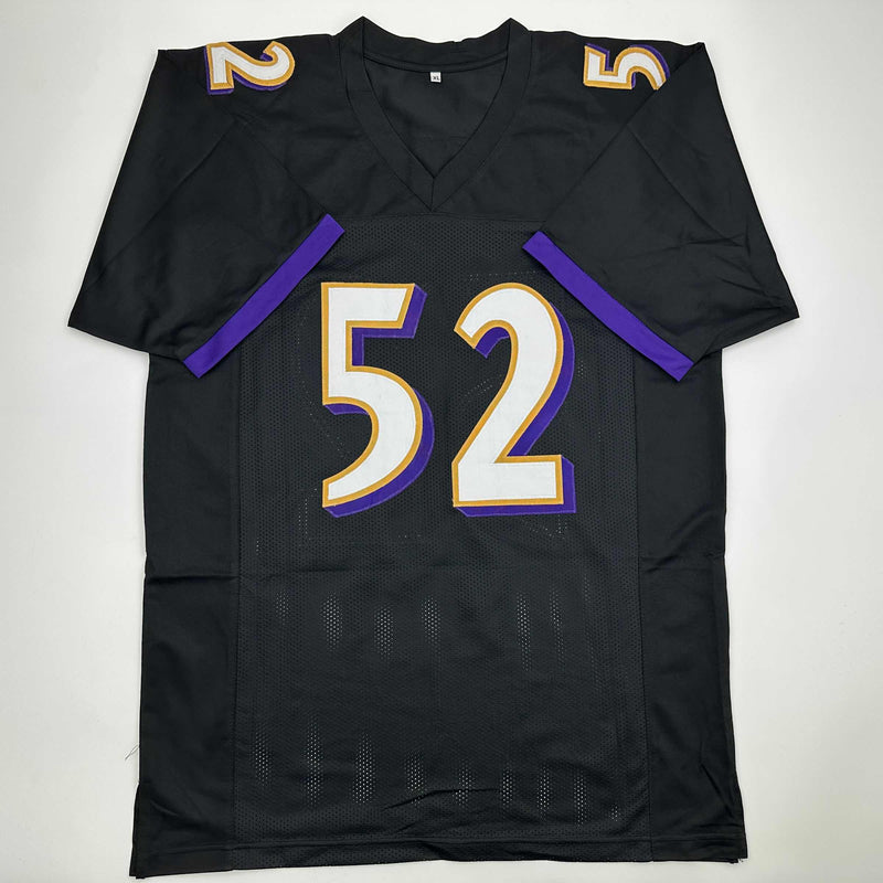 Autographed/Signed Ray Lewis Baltimore Black Football Jersey Beckett BAS COA