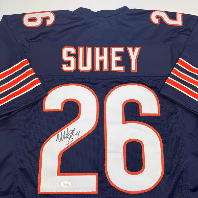Autographed/Signed Matt Suhey Chicago Blue Football Jersey JSA COA