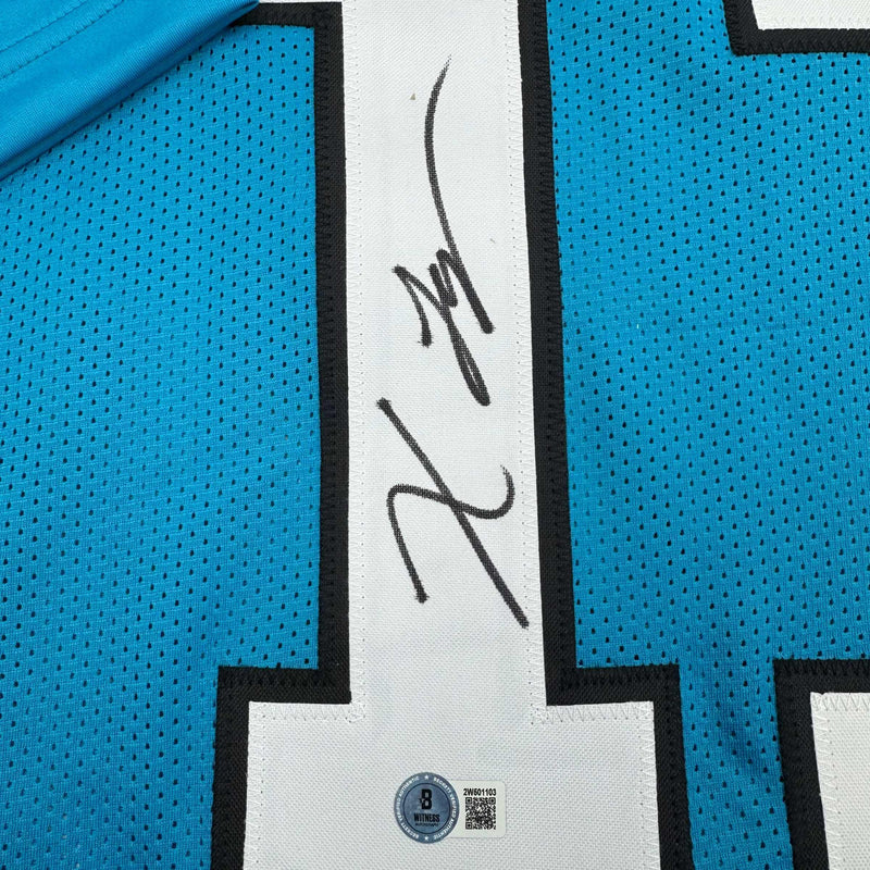 Autographed/Signed Xavier Legette Carolina Blue Football Jersey Beckett BAS COA