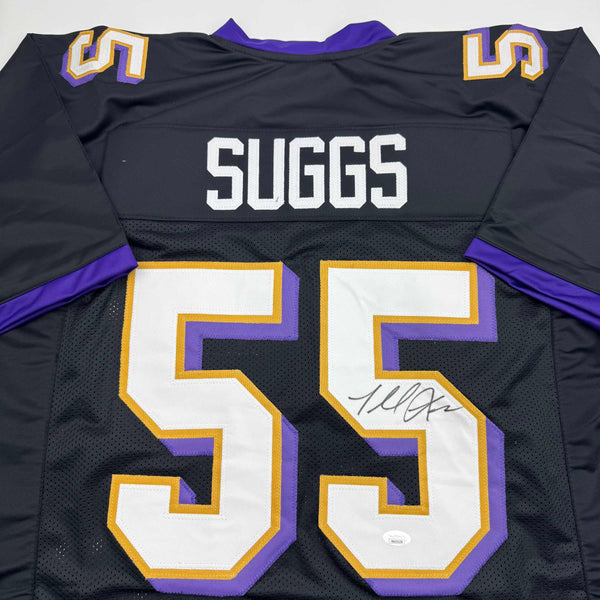 Autographed/Signed Terrell Suggs Baltimore Black Football Jersey JSA COA #2