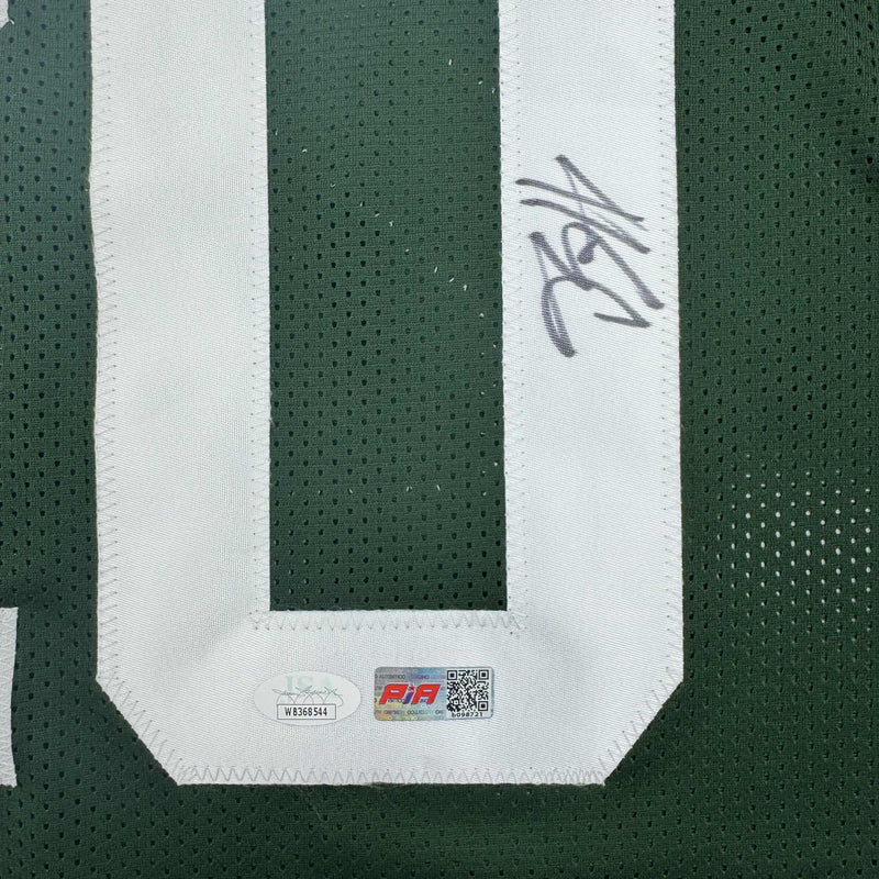 Autographed/Signed Breece Hall New York Green Football Jersey JSA COA