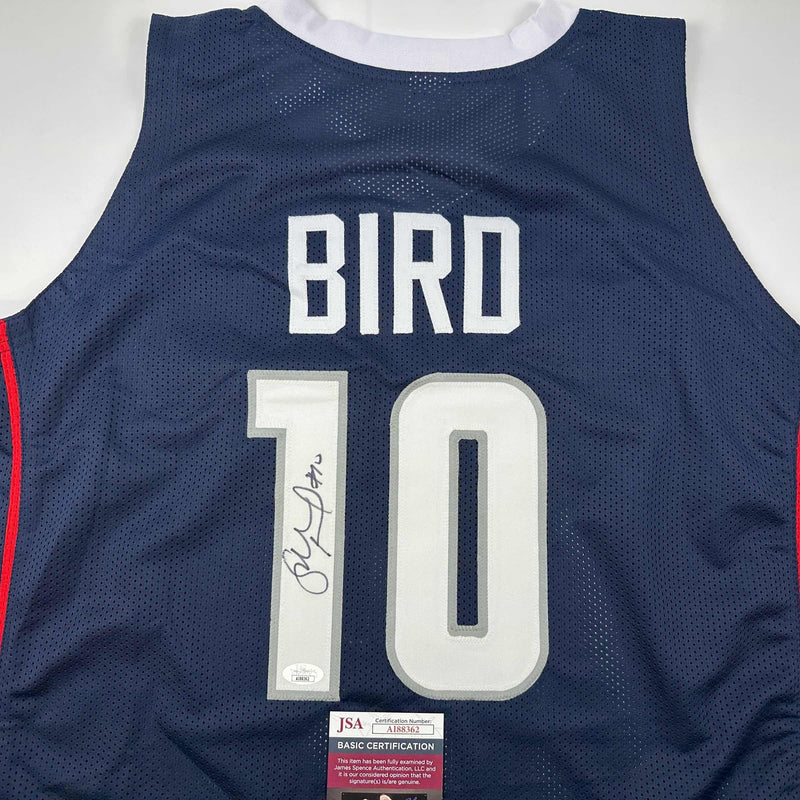 Autographed/Signed Sue Bird UConn Connecticut Blue College Basketball Jersey JSA COA