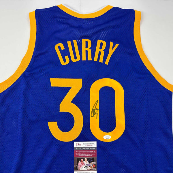 Autographed/Signed Stephen Steph Curry Golden State Blue Basketball Jersey JSA COA