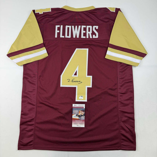 Autographed/Signed Zay Flowers Boston College Maroon Football Jersey Beckett BAS COA