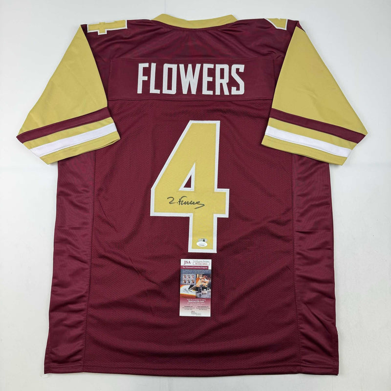 Autographed/Signed Zay Flowers Boston College Maroon Football Jersey Beckett BAS COA