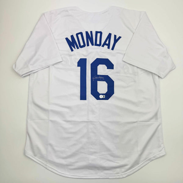 Autographed/Signed Rick Monday Los Angeles LA White Baseball Jersey Beckett BAS COA