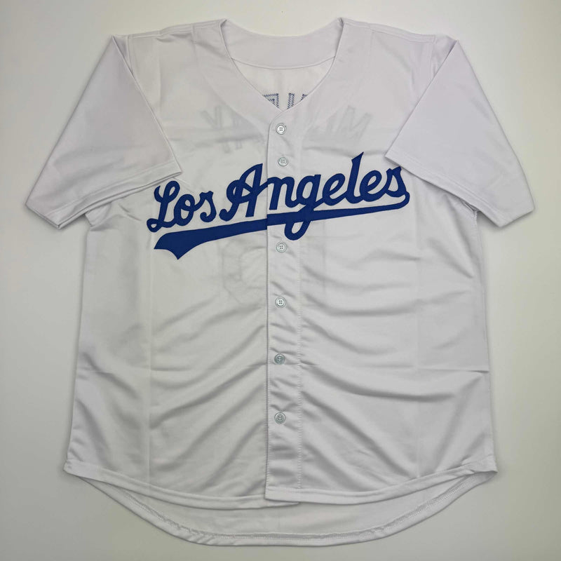 Autographed/Signed Rick Monday Los Angeles LA White Baseball Jersey Beckett BAS COA