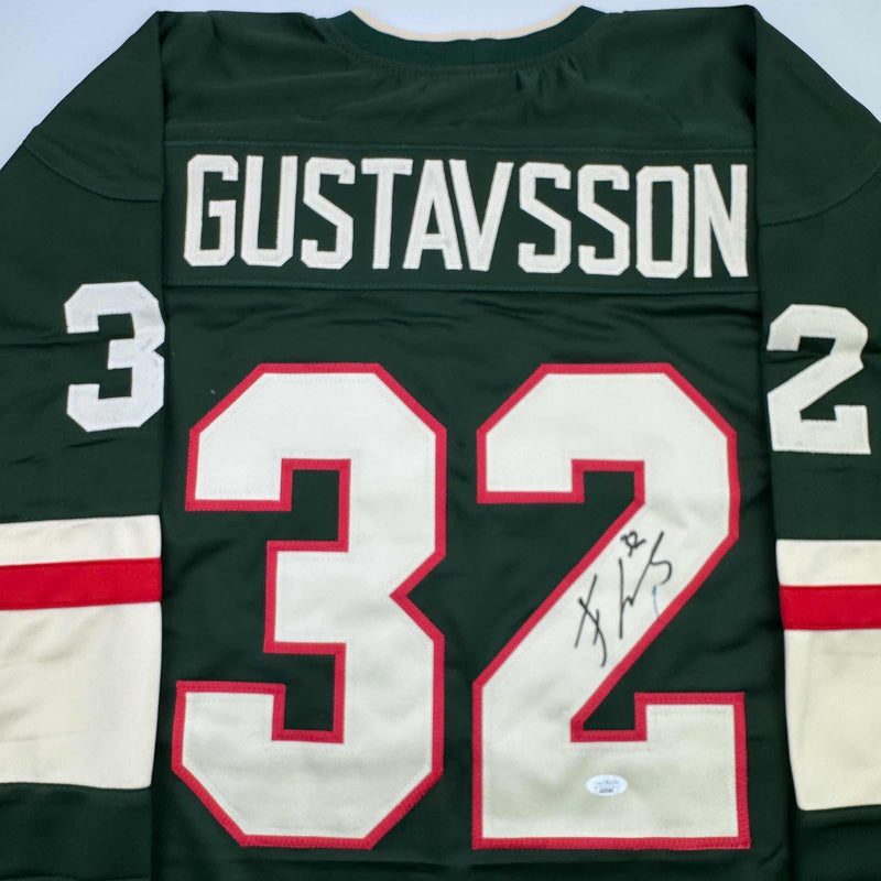 Autographed/Signed Filip Gustavsson Minnesota Green Hockey Jersey JSA COA