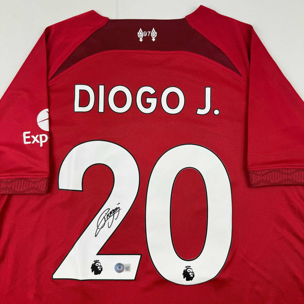Autographed/Signed Diogo Jota Liverpool Red Soccer Jersey Beckett BAS COA