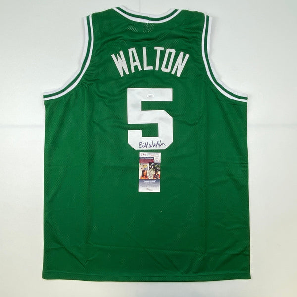 Autographed/Signed Bill Walton Boston Green Basketball Jersey JSA COA